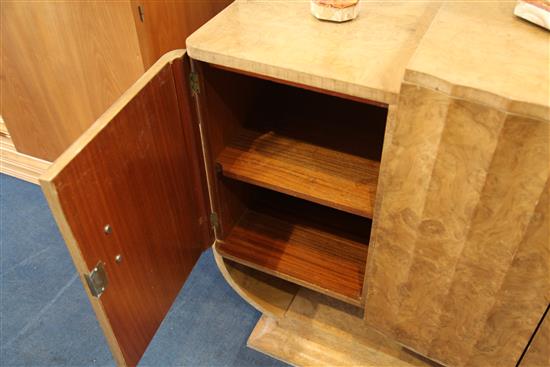 An Art Deco, probably Epstein, burr wood sideboard, W.5ft